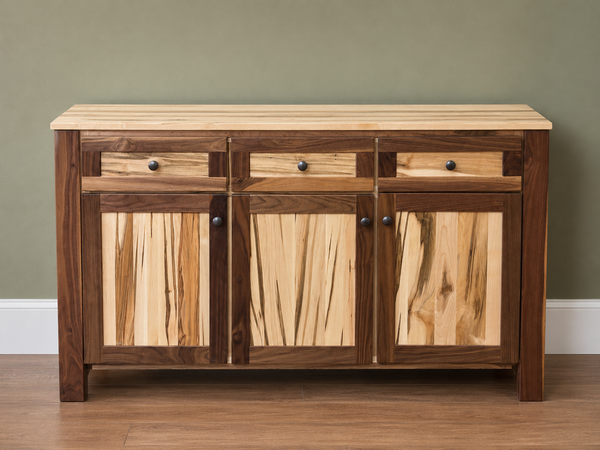 Hutch Bottom-Maple/Walnut 3 Door