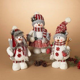 14"H Plush Holiday Snowman, 3 Asst