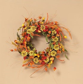24"D Harvest Floral Wreath w/ Berry Accent