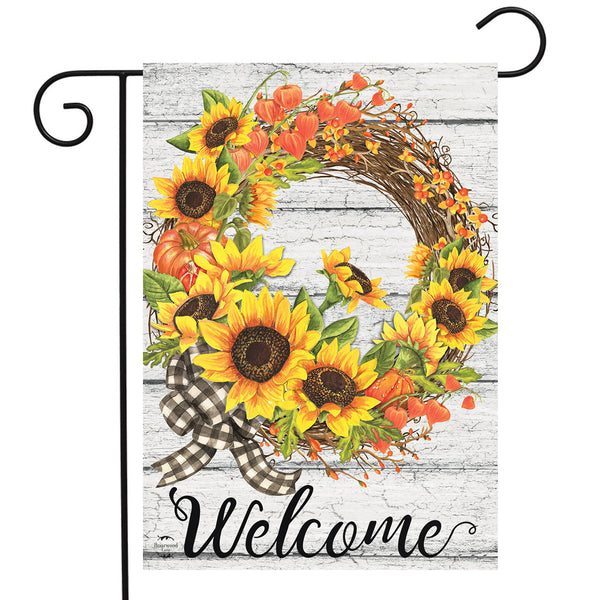 Sunflower Fall Wreath Welcome Garden Flag