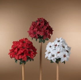 18"H Large Injection Poinsettia Bush x 11, 3 Asst