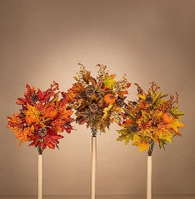 20.5"H Satin Maple Bush w/ Pumpkin & Pinecone x 14, 3 Asst