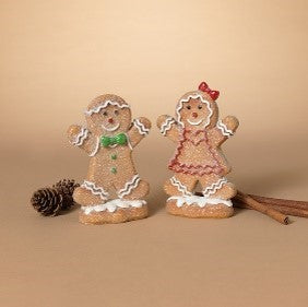 5.9"H Resin Gingerbread Figurine, 2 Asst