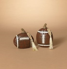 5.51"H Resin Harvest Football Pumpkin w/ Tag, 2 Asst