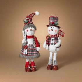 23"H Fabric Standing Snowman, 2 Asst
