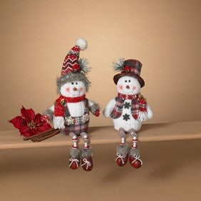 14"H Fabric Snowman Shelf Sitter, 2 Asst