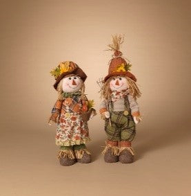 19"H Fabric Harvest Standing Scarecrow, 2 Asst