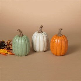 6.5"H Resin Harvest Pumpkin, 3 Asst