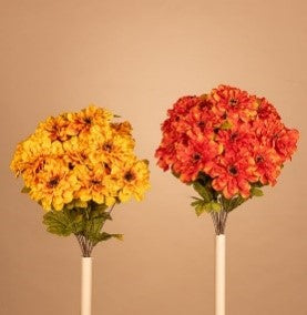 18"H Satin Gerbera Daisy Bush x 16, 2 Asst