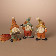 6.6"H Resin Harvest Gnome Scarecrow, 3 Asst