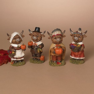 6.3"H Resin Pilgrim Highland Cow, 4 Asst