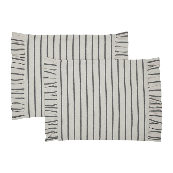 Kaila Ticking Stripe Ruffled Placemat Set of 2