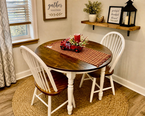 J36-Amish Made Table Set-Bright White with Special Walnut