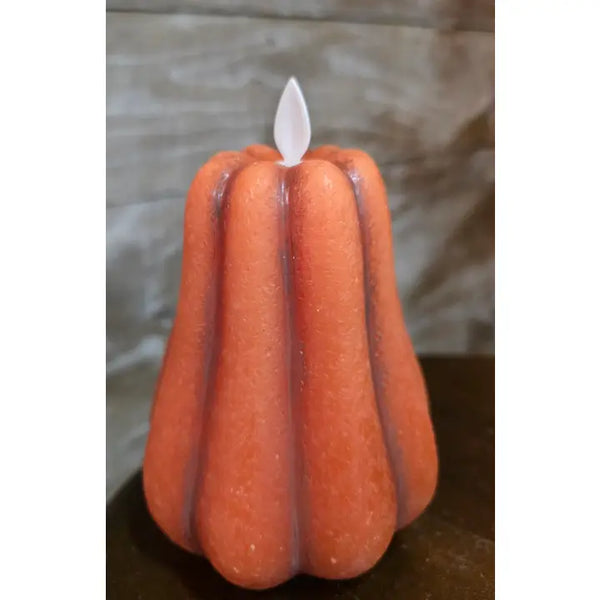 Orange Pumpkin Moving Flame Led Candle 3.8" x 4.7"