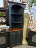 Corner Cabinet-J185 Small Corner Cupboard, Colonial Style - Black with Michael's Cherry