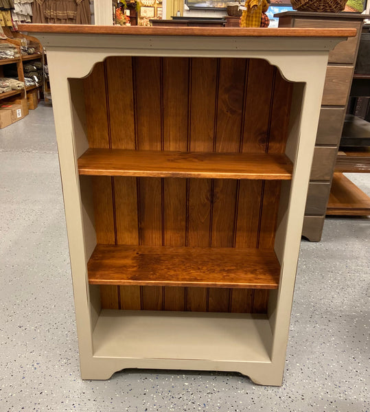 Bookcase-J23 Small-Antique White with Cherry
