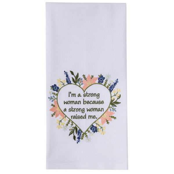 A Strong Woman Raised Me Decorative Dishtowel
