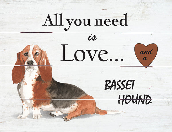 Love and Basset Hound Pallet Art