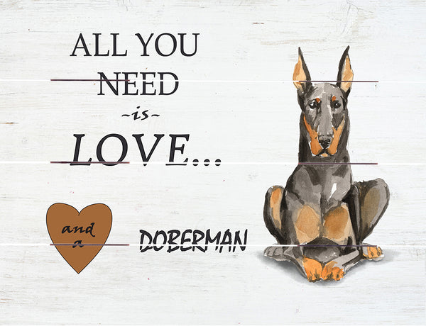 Love and Doberman Pallet Art
