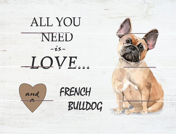 Love and French Bulldog Pallet Art