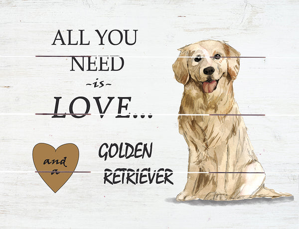 Love and Golden Retriever Pallet Art