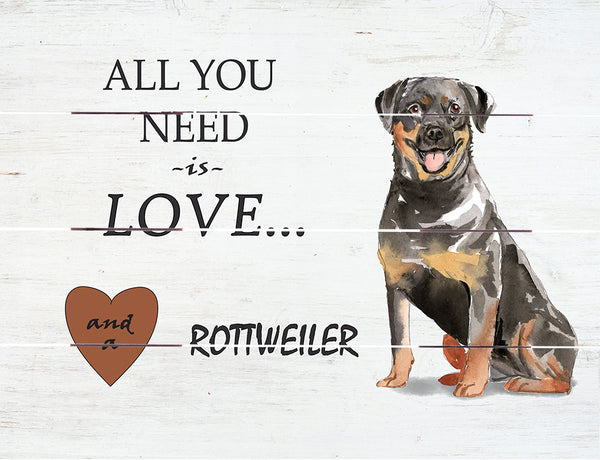 Love and Rottweiler Pallet Art