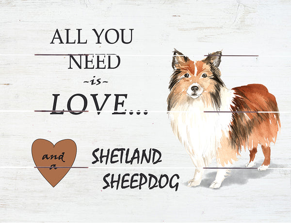 Love and Shetland Sheepdog Pallet Art