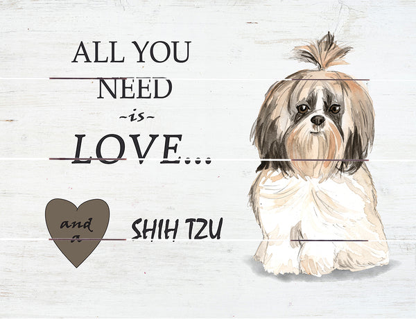 Love and Shih Tzu Pallet Art