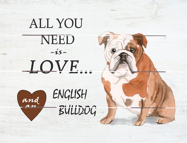 Love and English Bulldog Pallet Art