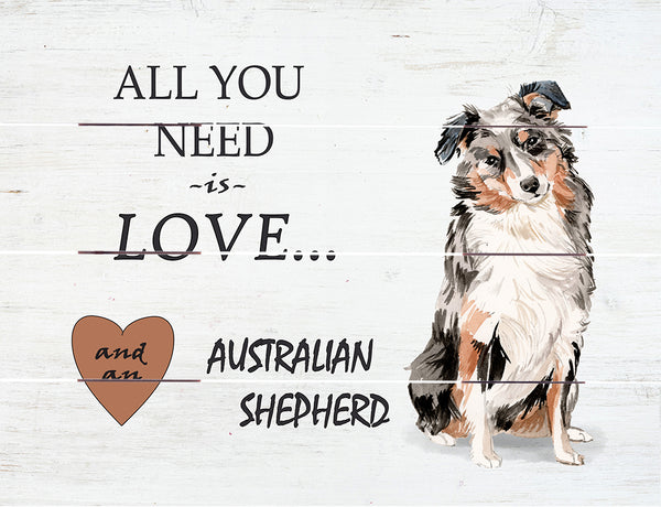 Love and Australian Shepherd Pallet Art