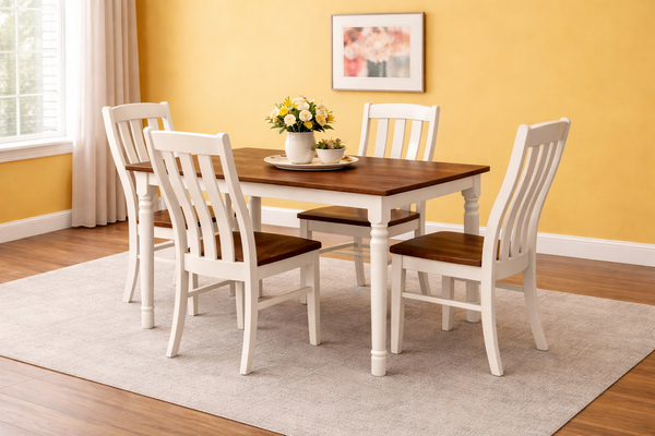 J51-2R-Amish Made Extension Table Set-Dove White and Seely