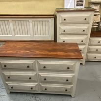 Bed-Oxford-Antique White with Michael's Cherry Accent & Accessory Components-Sold Separately