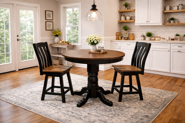 J42-P-Amish Made Table Set-Black and Special Walnut