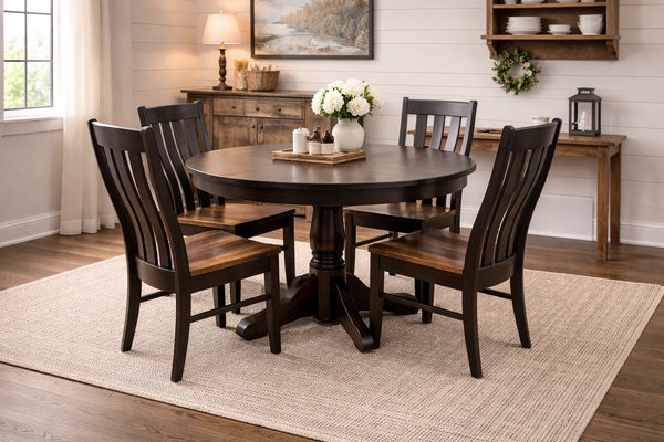 J48E2 PED-Amish Made Table Set-Kona with Special Walnut