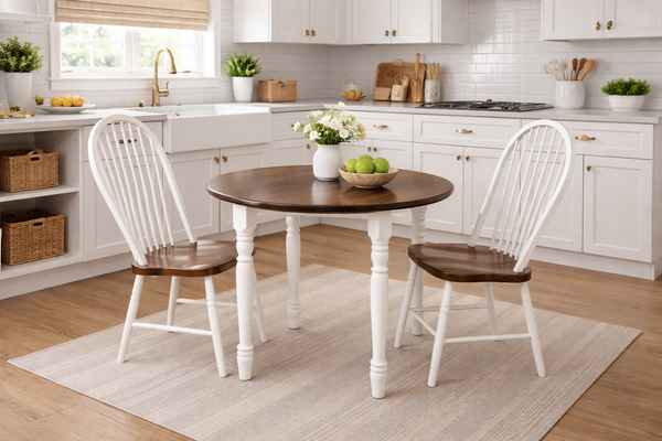 J36-Amish Made Table Set-Bright White with Special Walnut