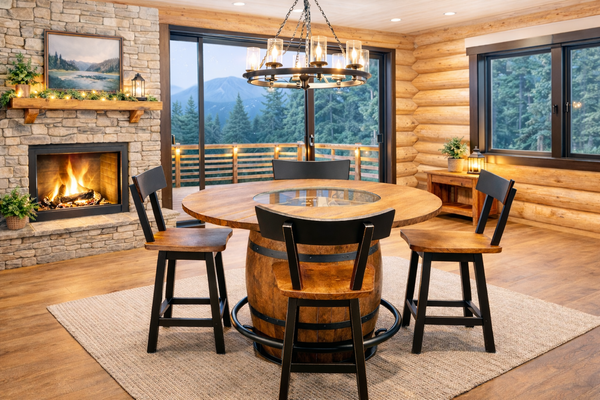 RP53BAR-53" Round Barrel Pub Table Set