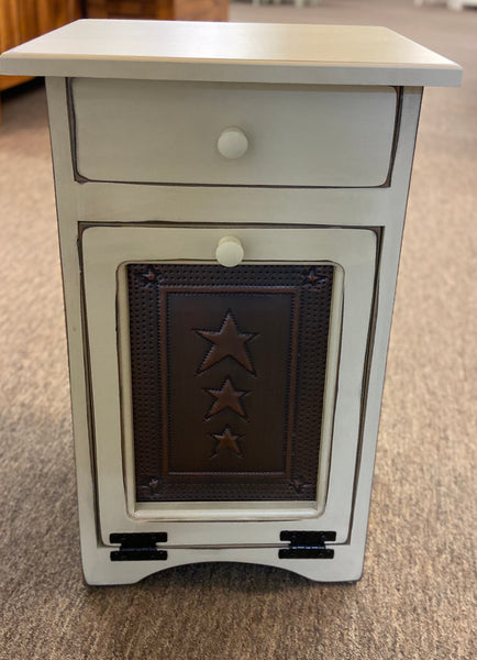Small Trash Bin-Antique White with Copper Star Insert