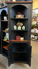 Corner Cabinet-J185 Small Corner Cupboard, Colonial Style - Black with Michael's Cherry