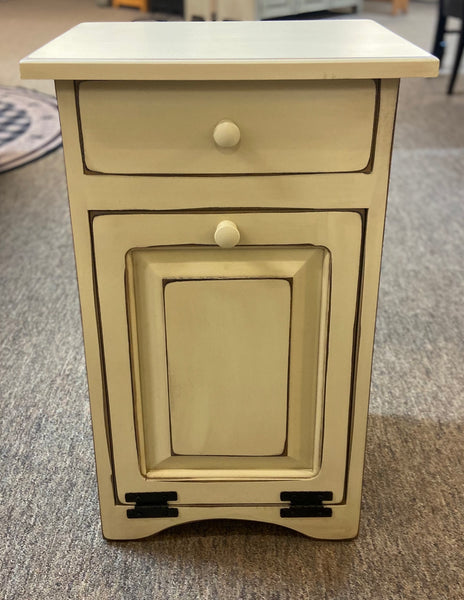 FINAL PRICE-Small Trash Bin-Antique White with Raised Panel