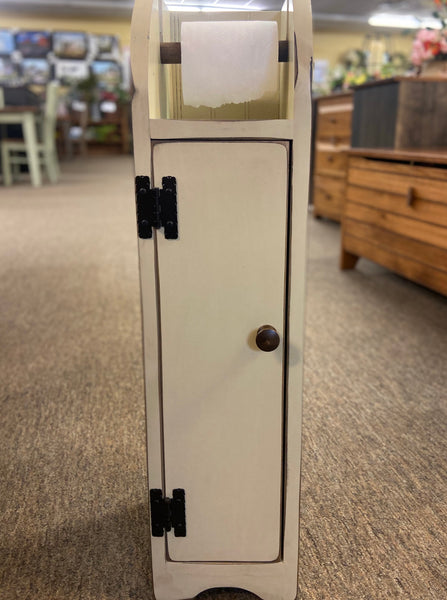 FINAL PRICE-Toilet Paper Cabinet-Antique White with Solid Panel Door