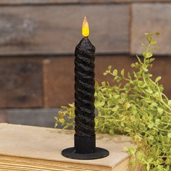 Black Vintage Twist Flicker Flame Timer Taper