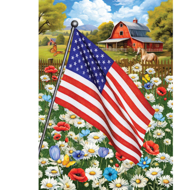 American Flower Field Garden Flag