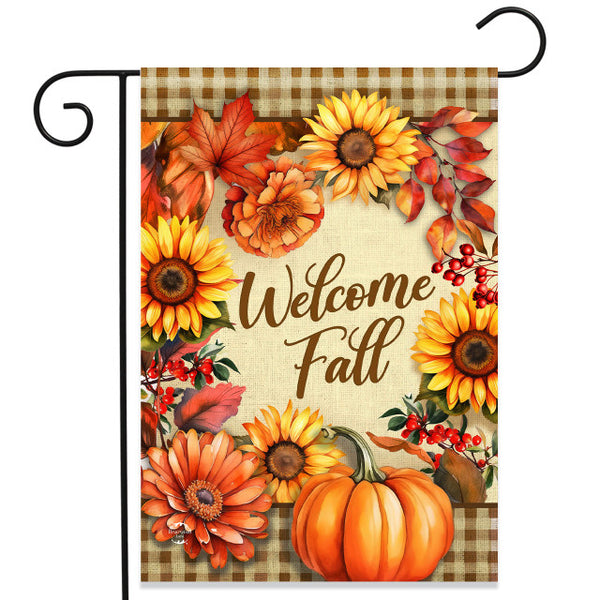 Welcome Fall Flowers Double-Sided Garden Flag