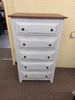 Chest of Drawers-Oxford 5 Drawer-Antique White with Michael's Cherry