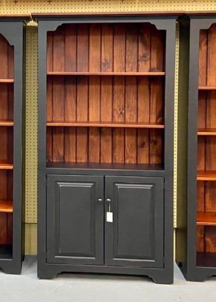 Bookcase-J19 6' Large with Doors - Black with Michael’s Cherry