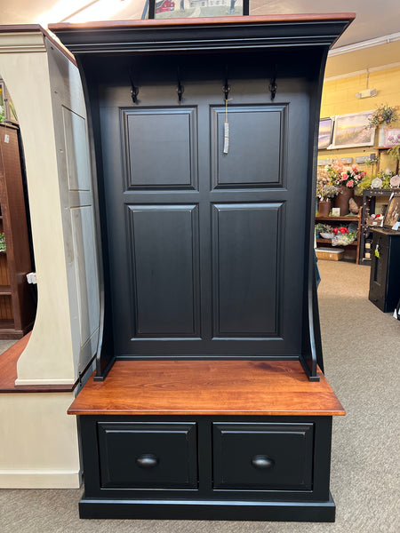 Hall Bench with 2 Drawers - Black with Michael’s Cherry