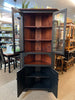 Corner Cabinet-J17 Large Corner Cupboard with Glass Doors - Black with Michael's Cherry
