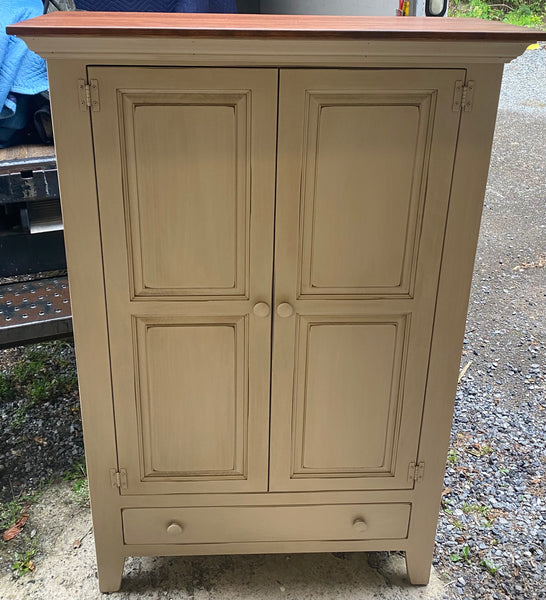 Cabinet-J14 Double Jelly Cupboard-Antique White with Cherry