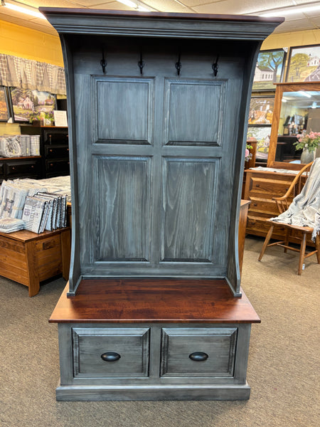 Hall Bench with 2 Drawers - Pewter with Michael’s Cherry
