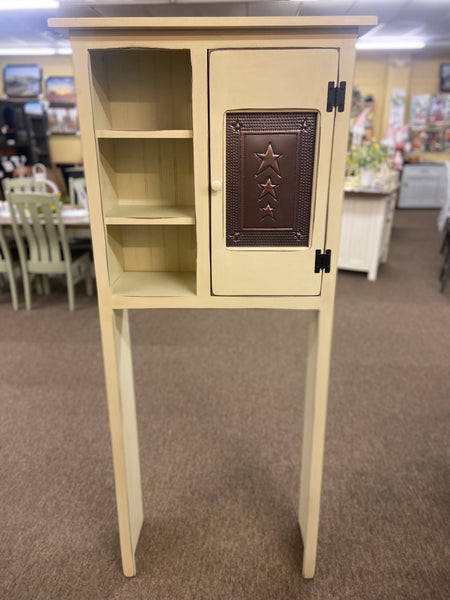 Over the Toilet Cabinet- Antique White with Copper Star Insert Door
